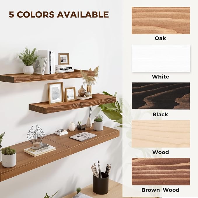36x8x1.6 inch Floating Shelves Set of 2 – Solid Wood Rustic Brown Wall Mounted - Image 8