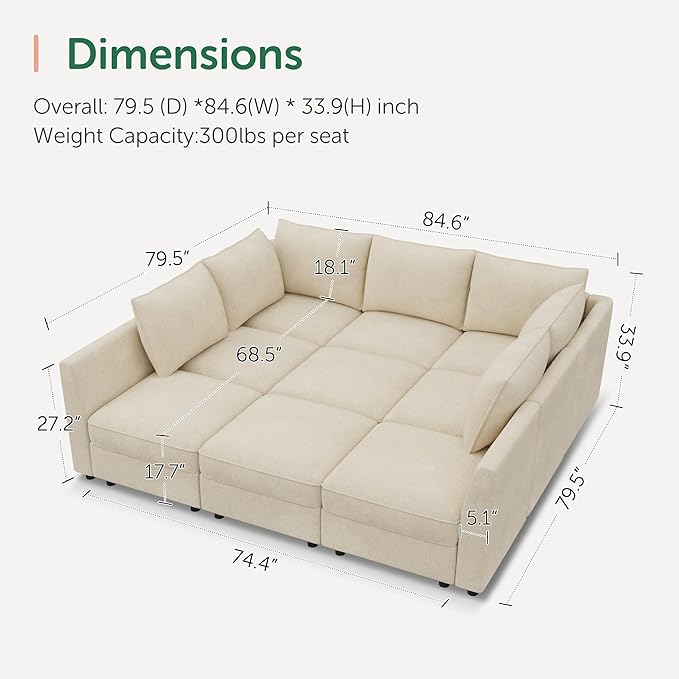 HONBAY Modular Sectional Sleeper Sofa - Image 2