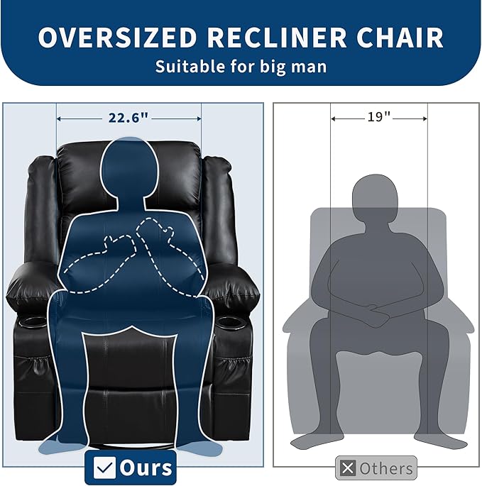 Rocking Recliner Chair for Adults Wide 360° Swivel Rocker Recliner - Image 5