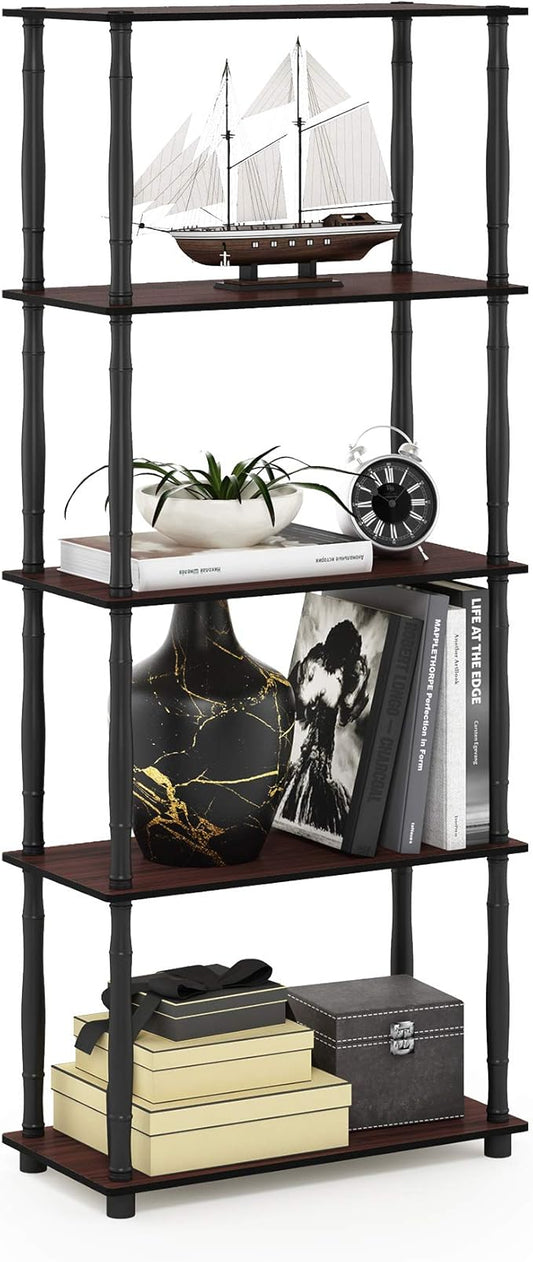 Furinno TURN-S-TUBE Storage Shelves, 5-Tier Book Shelf, Corner Shelf, Toolless by Furinno-FitsYourSpaceFitsYourBudget