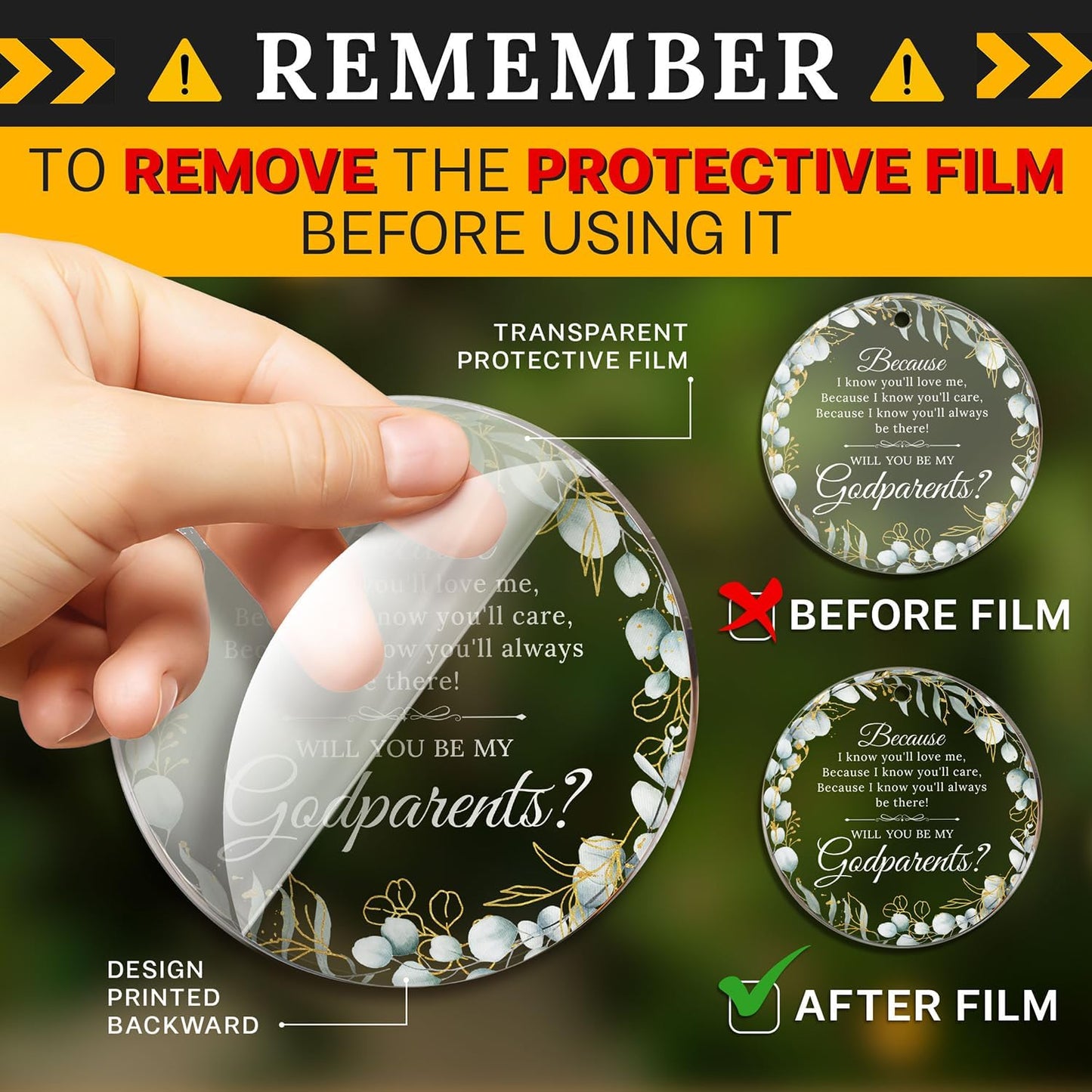 HEXMOZ Godparents Proposal Gift - Will You Be My Godparents Ornament - Godparent Gifts for Baptism, Catholic Godparent Ornament, Present from Godchild - Acrylic Christmas Ornaments 2025