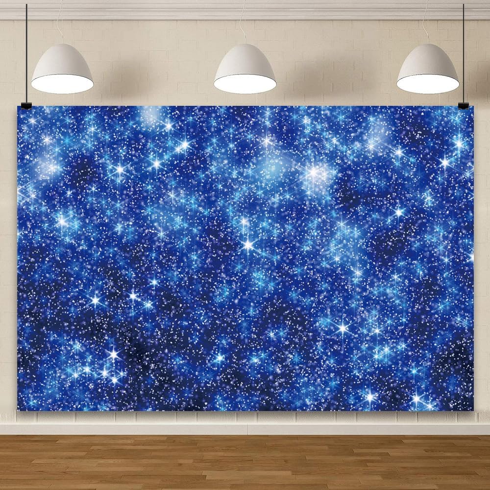 YongFoto Blue Glitter Backdrop 10x8ft Silver Light Spots Navy Blue Sequin Bokeh Photography Background Birthday Bridal Shower Wedding Photography Background Party Banner Decor Portraits Photoshoot