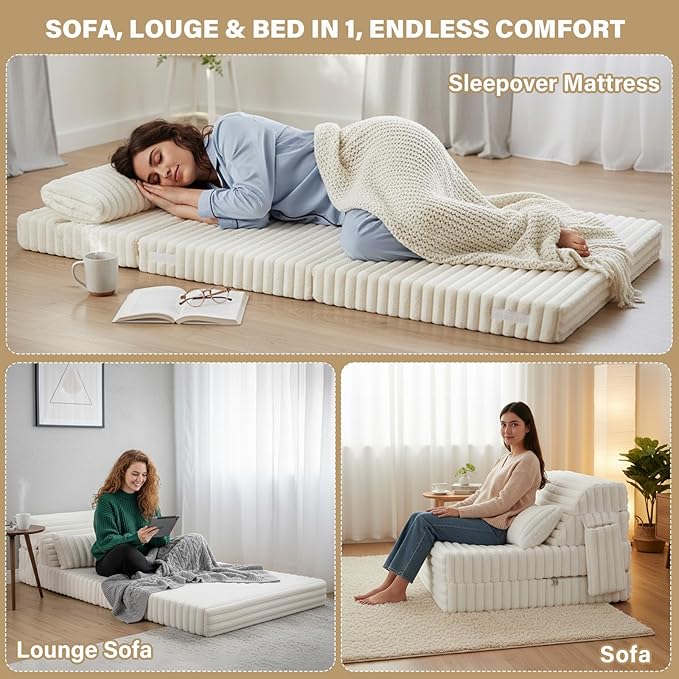 Tiita Folding Sofa Bed Twin Size, Convertible Sleeper Chair Mattress - Image 5