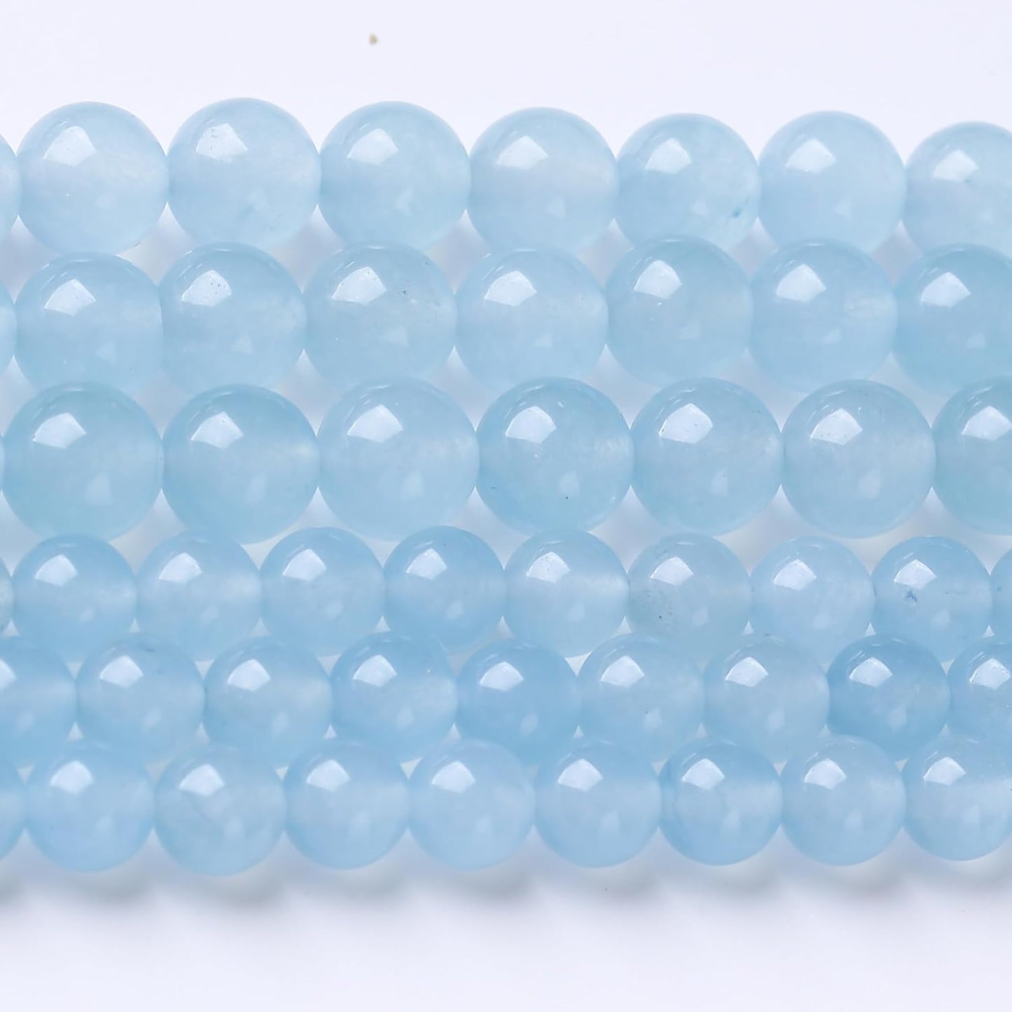 Ice Blue Chalcedony Stone Beads Gemstone Round Crystal Energy Jade Beads Stone Beads for Jewelry Making DIY Bracelet Necklace Jewelry Making 1 Strand 15.5inch 35PCS 10MM