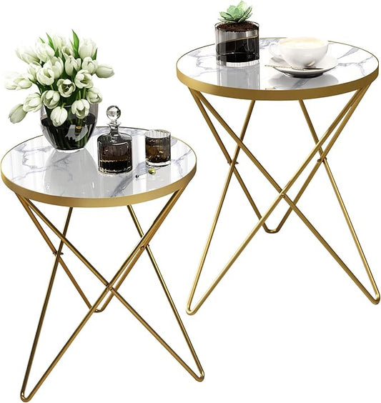 HLR Modern Round Side Table Set of 2, End Table by HomeDeservesaRelaxLiving