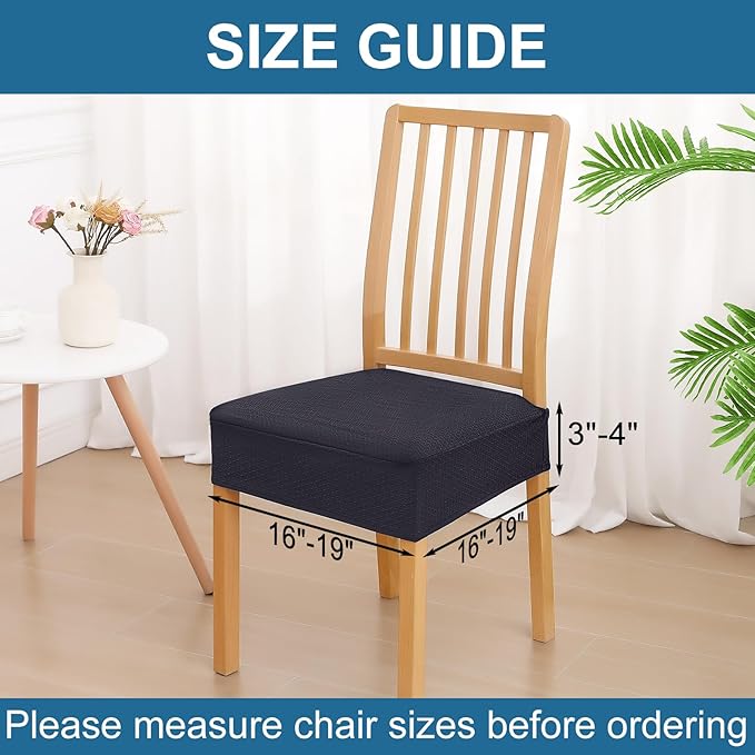 Smiry Waterproof Seat Covers for Dining Room Chairs Set of 6, Stretch Jacquard - Image 2