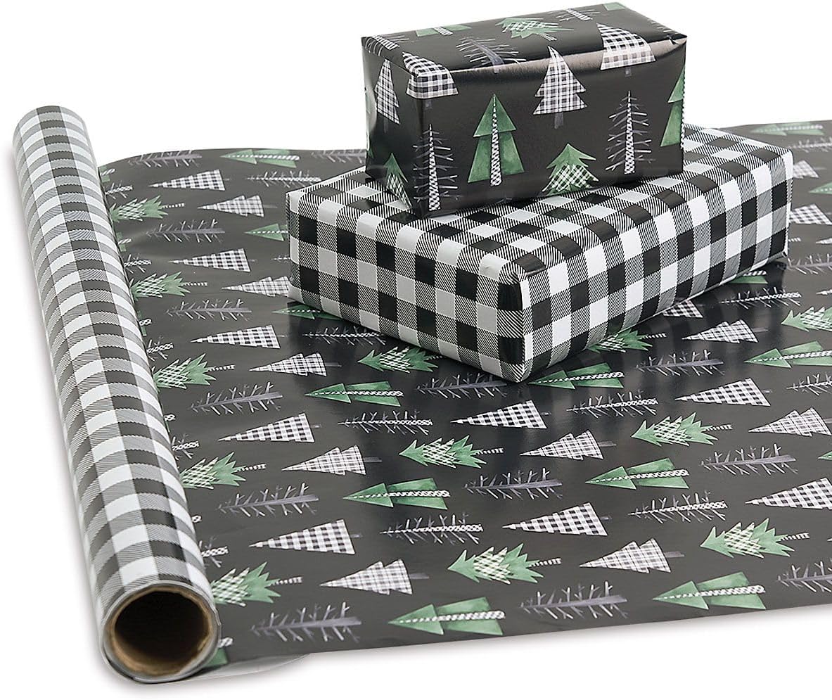 Current Christmas Tree Farm Double-Sided Jumbo Rolled Gift Wrap, Premium Semi-Gloss 23-Inch x 32-Foot Wrapping Paper Roll, 61 Square Feet Total