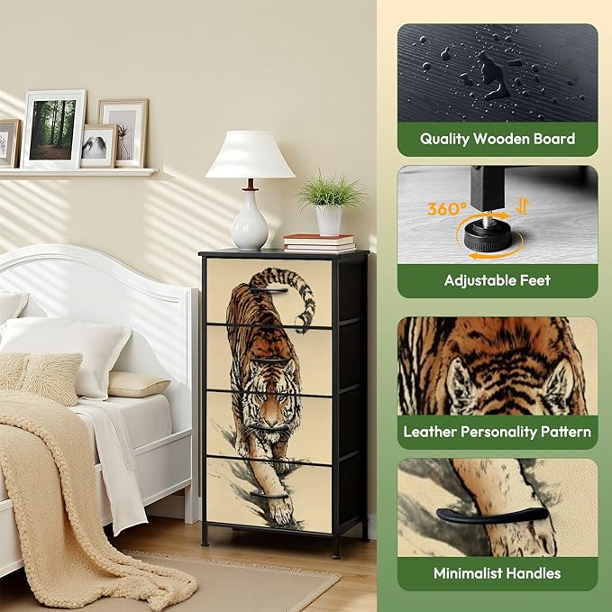Dresser for Bedroom Majestic Tiger Walking Wilderness Bold Stripes Intense Gaze - Image 6