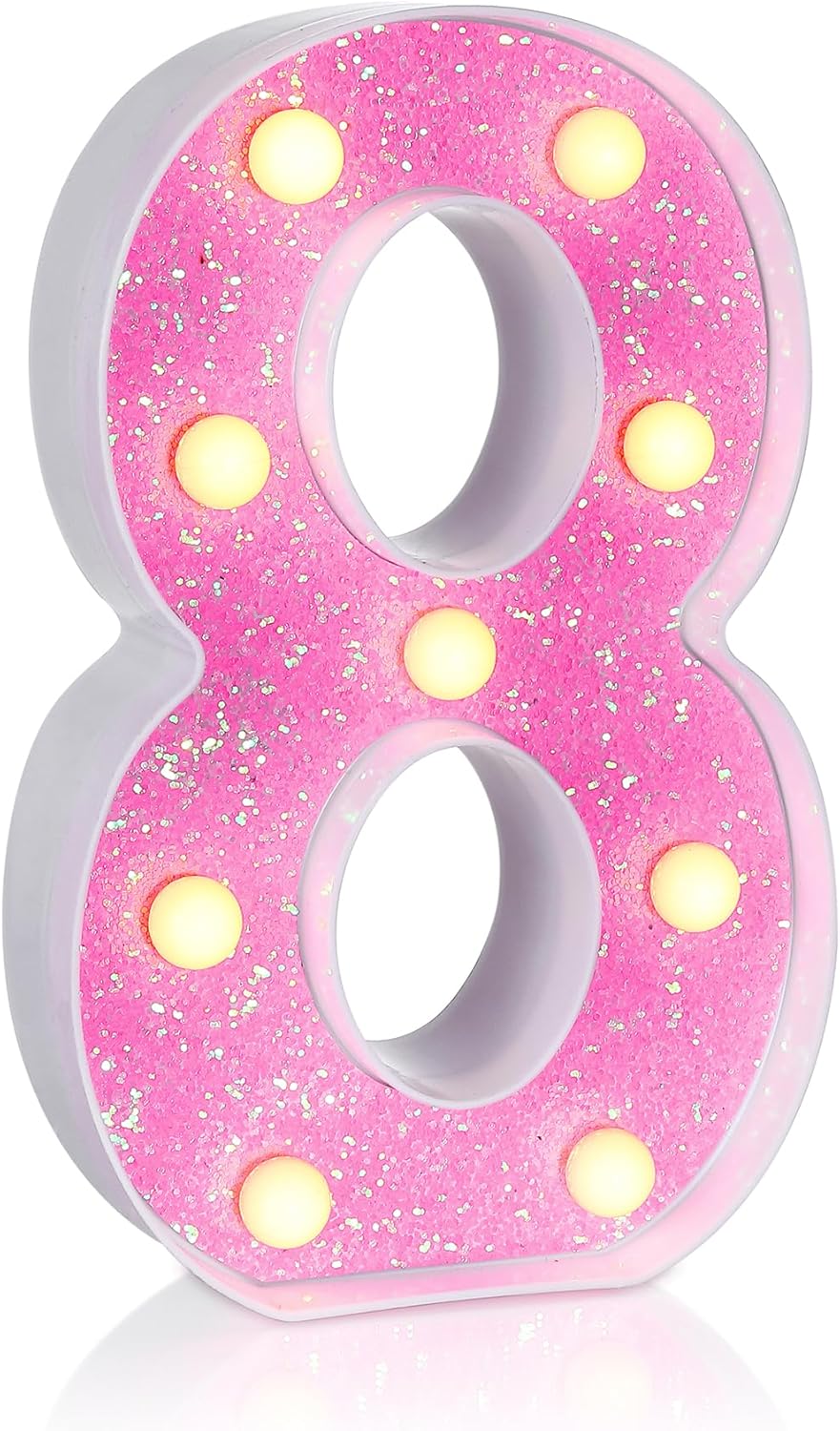 Foaky Pink Light up Letters，Pink Party Decorations,Girls Room Decor,Glitter Marquee Numbers,Alphabet Letter Sign for Night Light Birthday Party Girls Gifts, Home Bar Decoration (8)