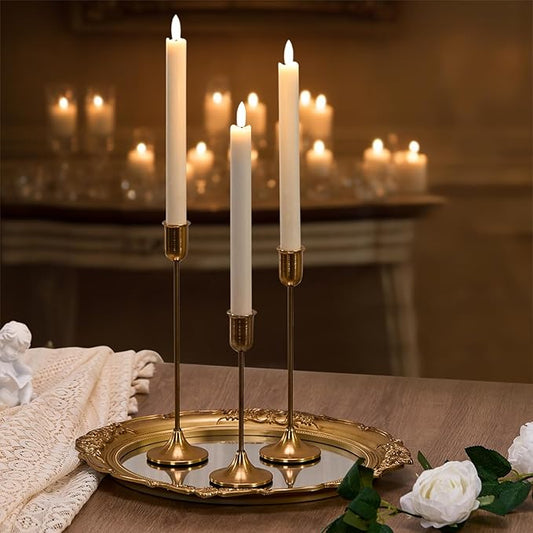 Candlestick Holders, Handmade Heavy Base Brass Vintage Modern Decorative Table by Batoslee