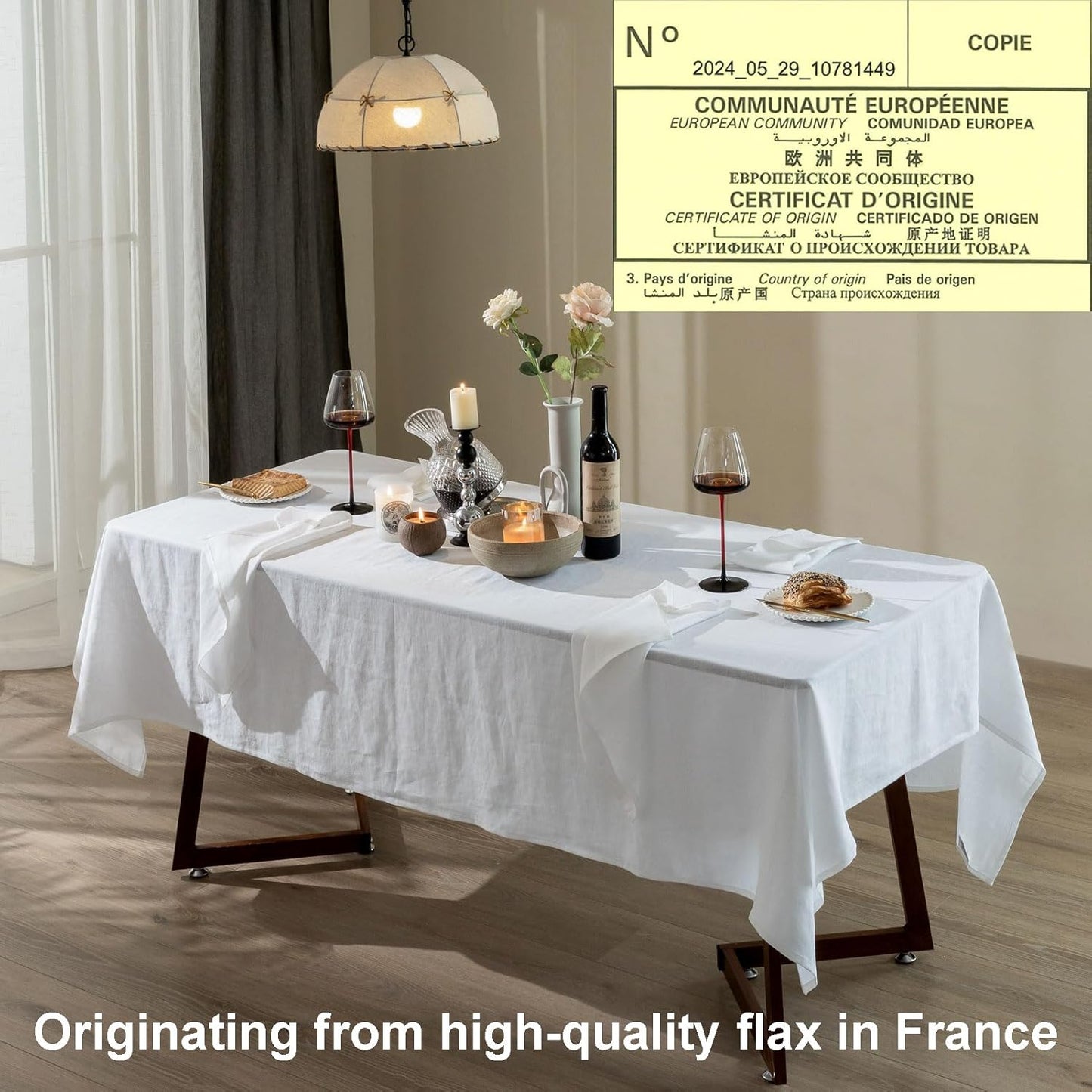 Talasily Linen Tablecloth 100% Pure Linen Table Cloth 60x120 Inches Rectangle Tablecloths Washable Cloths for Kitchen, Dining, Buffet Parties, Holidays, Picnic, Weddings and Restaurants-White