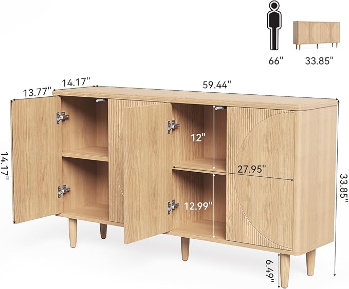 LITTLE TREE 59-Inch Buffet Cabinet Sideboard - Image 3