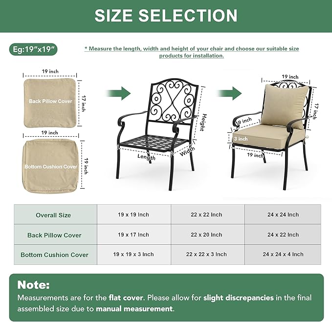 Summsun Outdoor Chair Cushions 22 x 22 Inch, Faux Linen Patio Furniture Cushions - Image 7