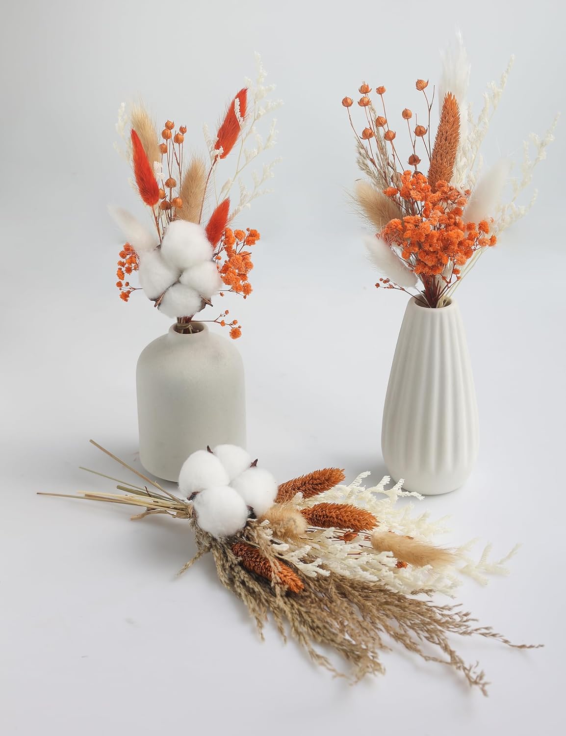 xin's convey DIY Autumn Natural Dried Flower Kit, Mini Stemming Bouquets for Room, Table, and Vase Decorations(Orange)