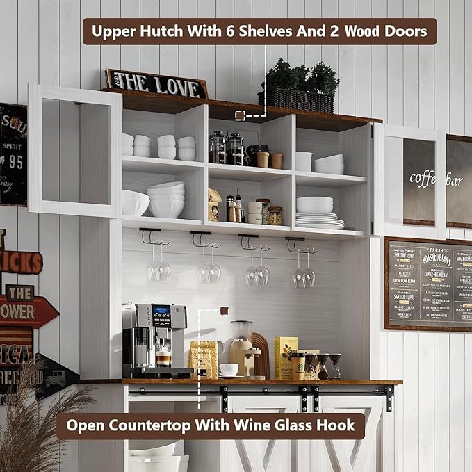 4ever2buy Farmhouse Coffee Bar Cabinet - Image 6