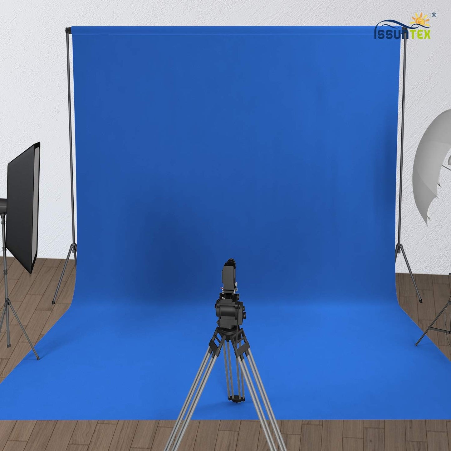 ISSUNTEX 10X20 ft Background Muslin Backdrop, Photo Studio, Collapsible High Density Screen for Video Photography and Television-Blue