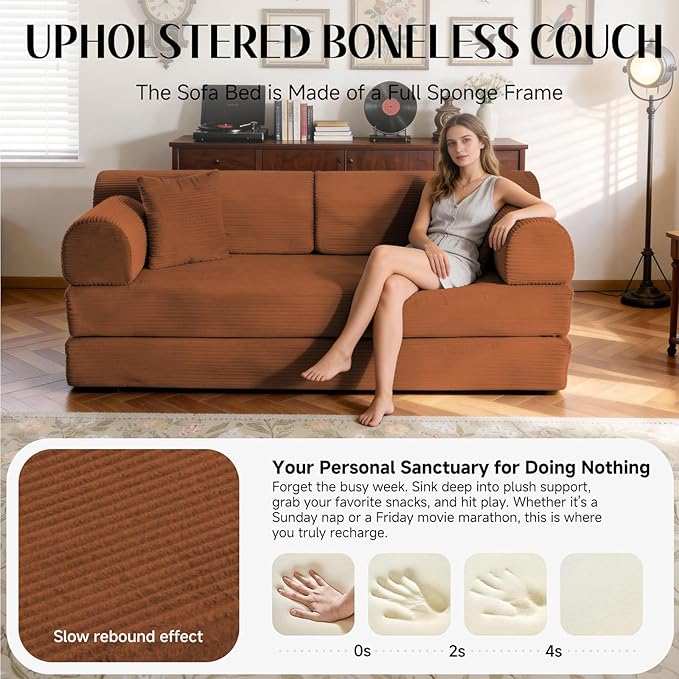 79'' Convertible Sofa Bed, 6 in 1 Folding Floor Futon Couch Sleeper - Image 4
