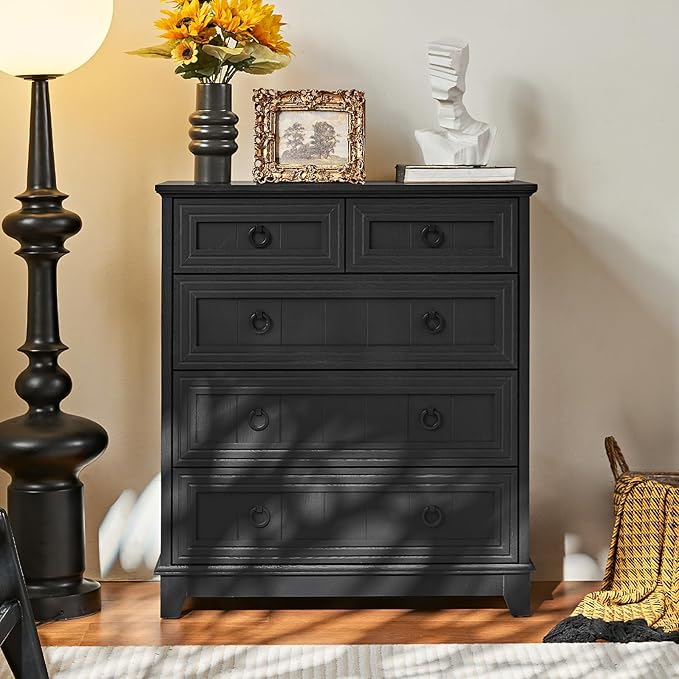 Joaxswe Farmhouse 5 Drawer Dresser - Image 3