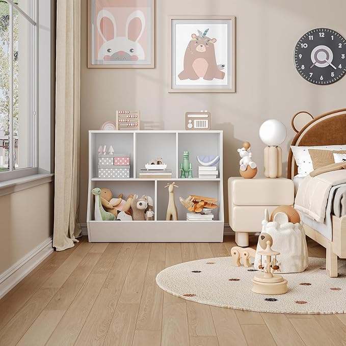 HOOBRO Kids Bookshelf, Bookcase Footboard, Toy Storage Cubby, Children's Toy - Image 4