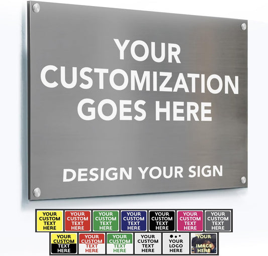 Customized Personalized Aluminum Metal Business Signs - Waterproof Outdoor Signs - White Aluminum (Gray, 10x7 In)