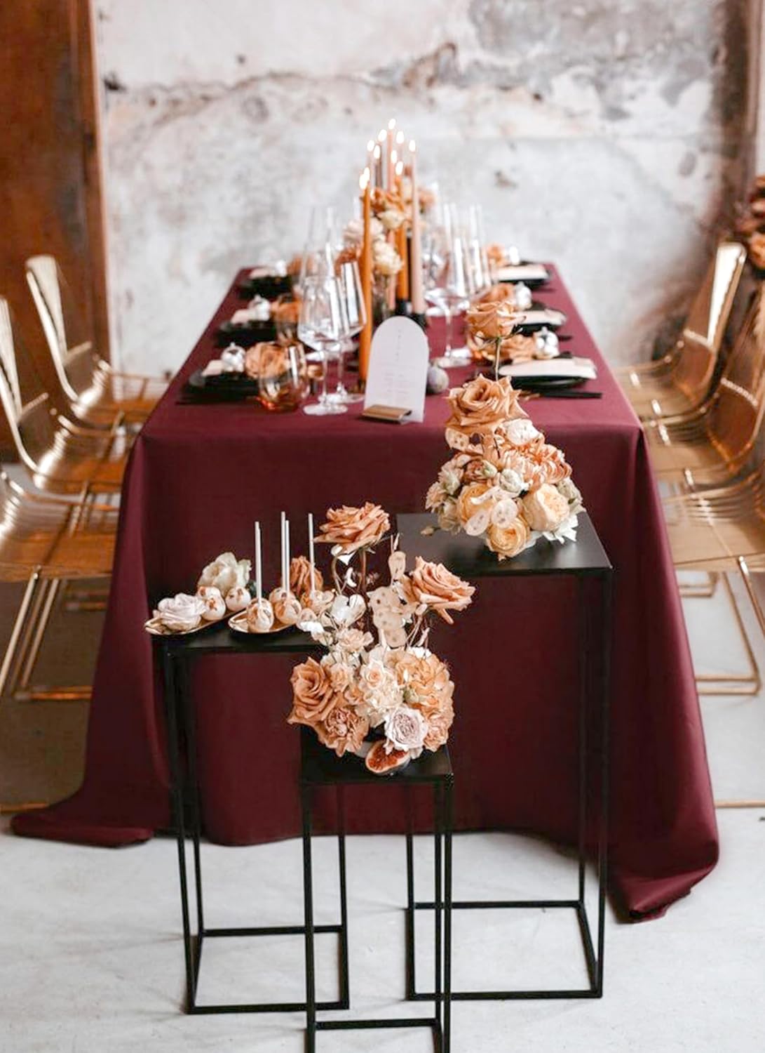 12 Pack 60 x 126 Inch Rectangle Tablecloth Burgundy Polyester Tablecloth for 8 Ft Rectangle Tables, Washable Fabric Table Cloth for Wedding Dining Table Buffet Parties Camping