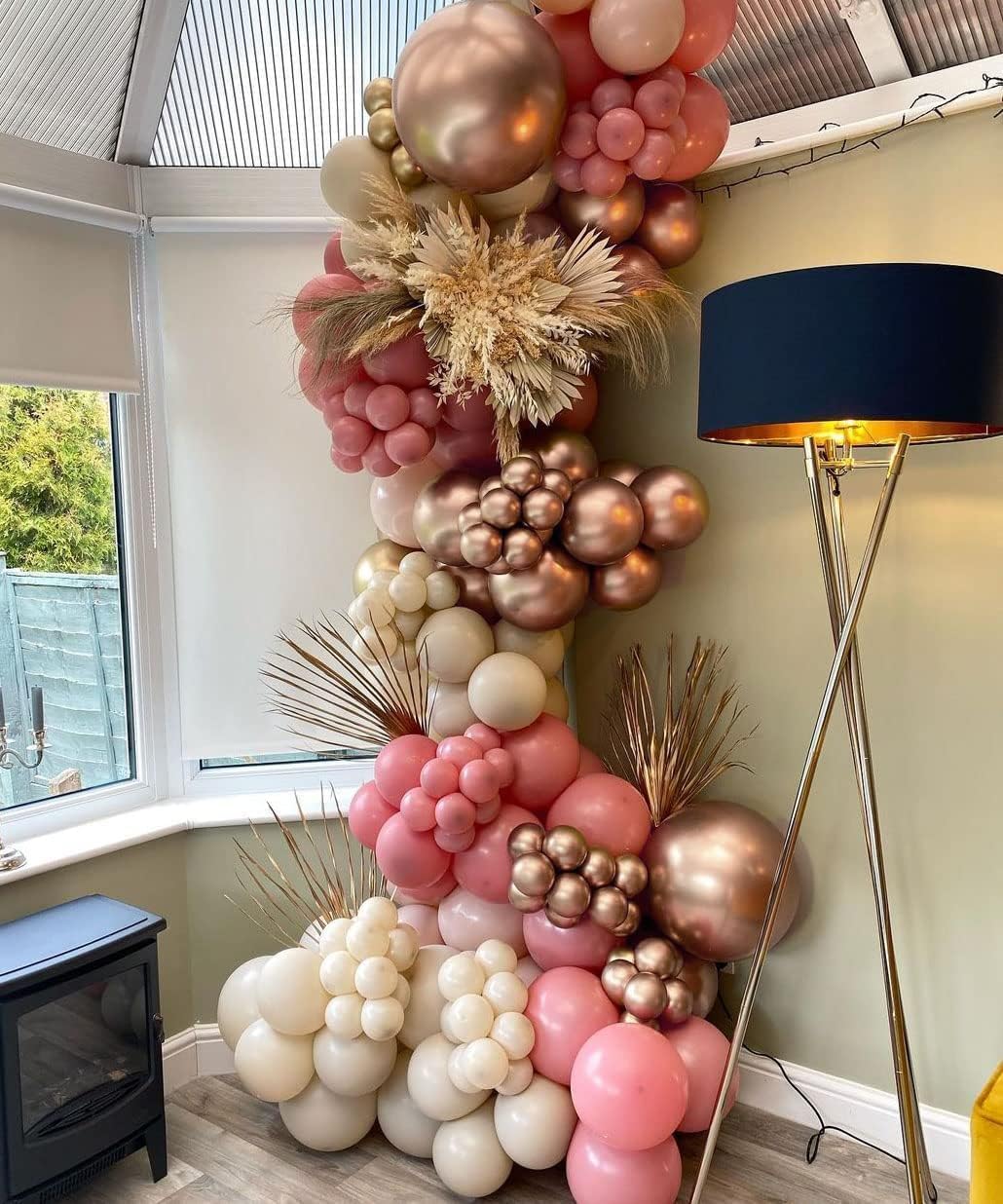 Dusty Pink Boho Blush Balloons, Metallic Rose Gold Retro Pink Ivory White Balloon, Nude Cream White Balloon and Confetti Balloons for Bridal Baby Shower Girls Birthday Wedding Decor Supply