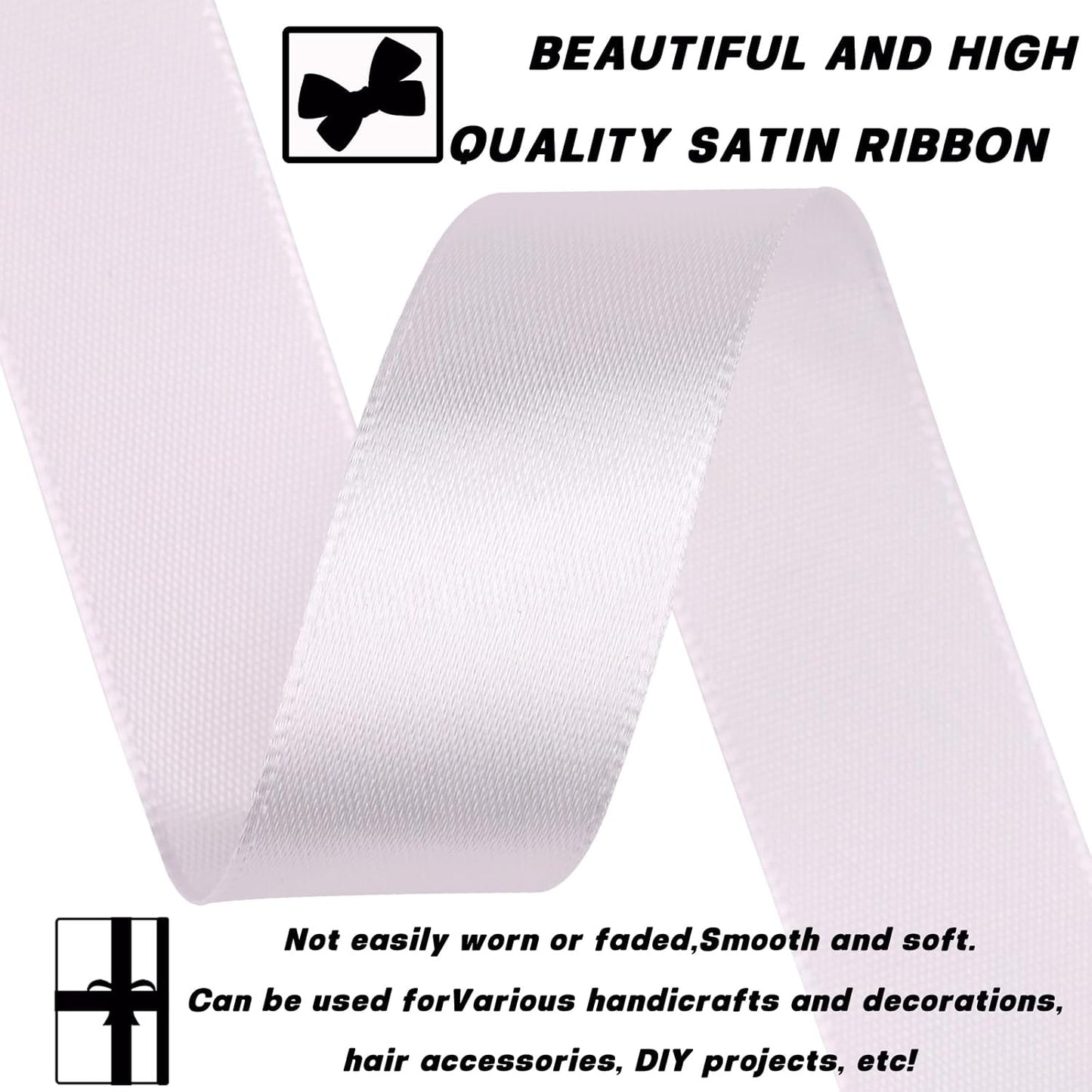 White 7/8 Inch 30 Yards Satin Craft Ribbon - Single Face Polyester Ribbon for Handmade Roses, Gift Wrapping, Timeless Flower, Bouquets, Wedding and Party Decoration