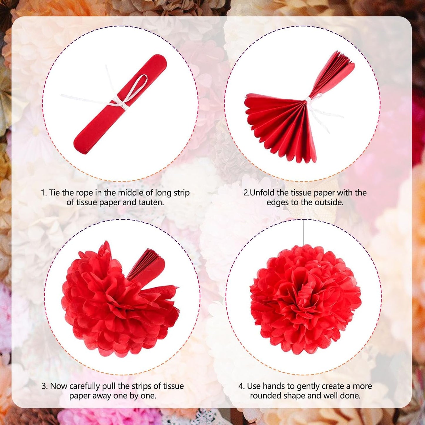 Tissue Paper Pom Poms, Ivory Khaki Rose Gold Nude Pink Tissue Paper Flowers, Hanging Flower Balls for Weddings Fiesta Parties Birthday Baby Showers Classroom Decoration (20Piece Set-6/10/12/14Inch)