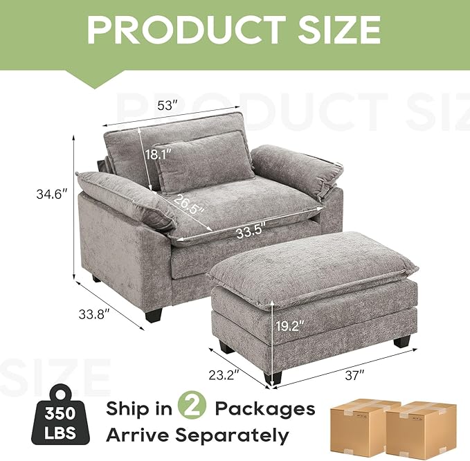 Oprisen 53" Modular Sectional Sofa, Comfy Cloud Couch Sectional Sofa - Image 2