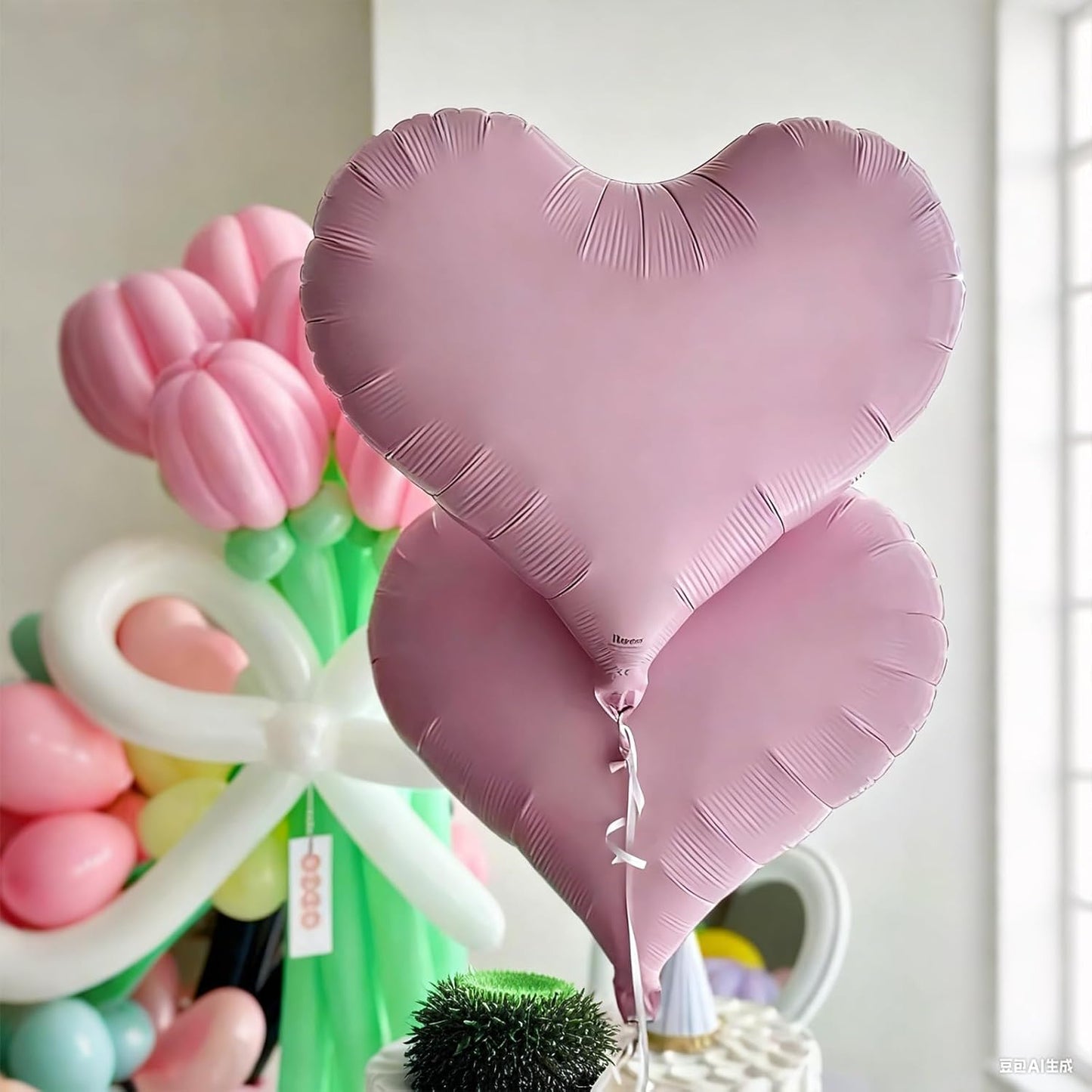 Pink Heart Balloons,24Inch Large Baby Pink Heart Foil Balloons for Valentine's Day Birthday Wedding Baby Shower Anniversary Party Decorations