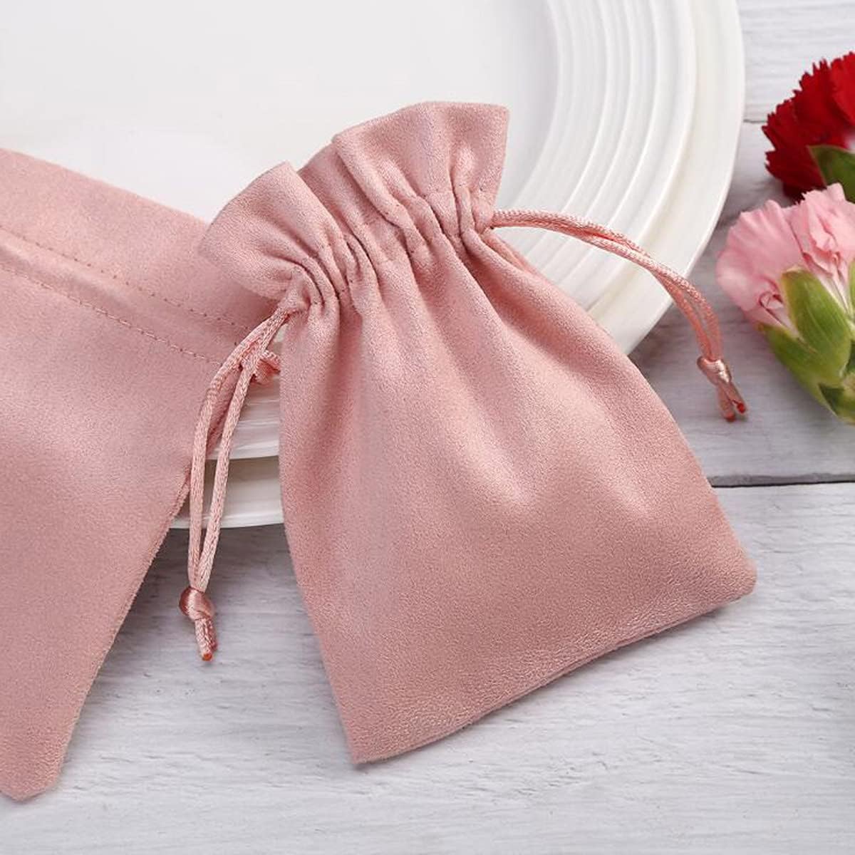 30 Pcs Pink Velvet Drawstring Bags Jewelry Pouches Jewelry Gift Bags Pouches Wedding Favors,3.5x4.7 inch