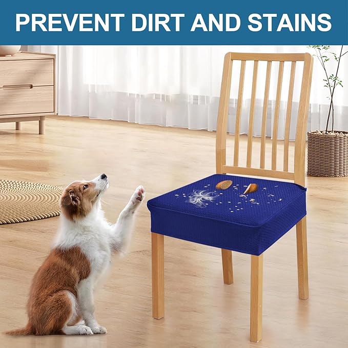 Smiry Waterproof Seat Covers for Dining Room Chairs Set of 6, Stretch Jacquard - Image 6