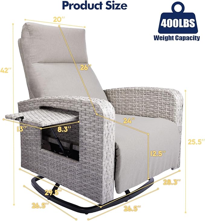 ZZW Outdoor Recliner Chair Set of 2, Wicker Patio Recliners - Image 2