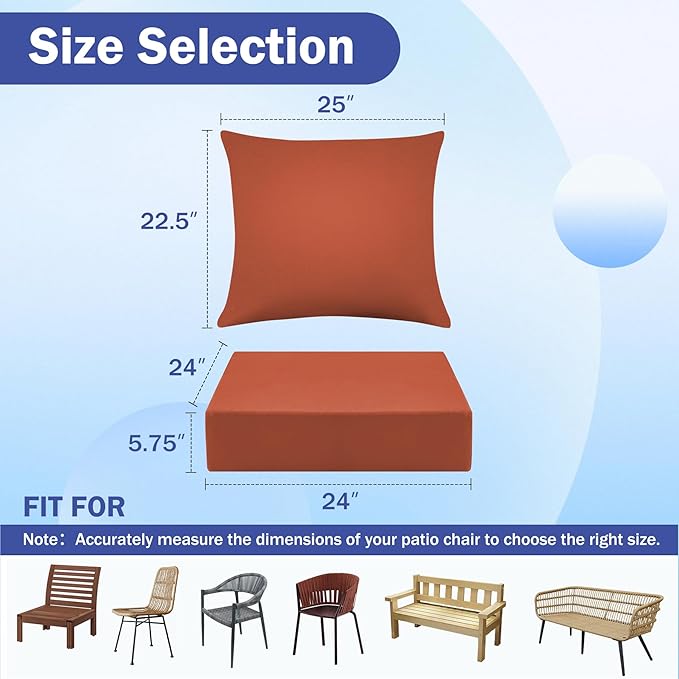 IASEAHK Outdoor Seat Cushion Set, Waterproof & Fade Resistant Patio Chair - Image 2