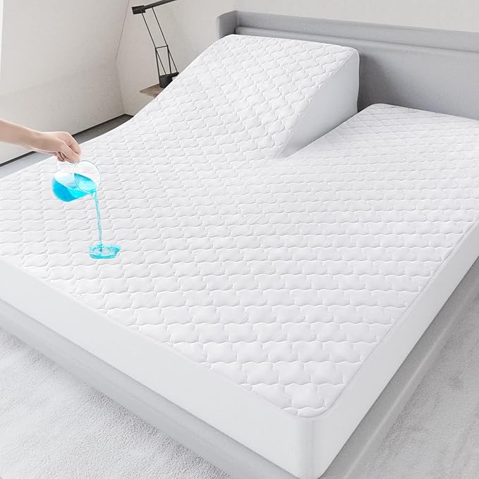 Split Top King Mattress Pad Waterproof Protector, Quilted Mattress Cover Fitted by LoveHome%C2%B7LoveLife