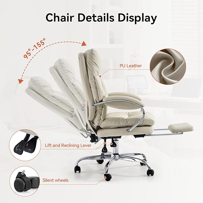 LEAGOO Office Chair with Foot Rest, Ergonomic Executive Office Chair with Arms - Image 9