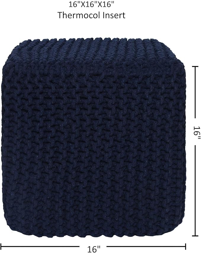 REDEARTH Square Hand Knitted Pouf - Image 3