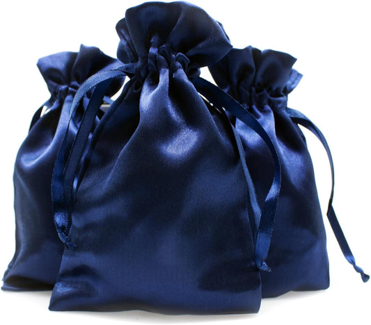 5" x 8" Navy Blue Satin Gift Bags, Jewelry Bags, Wedding Favor Drawstring Baby Shower Christmas 50 per Pack