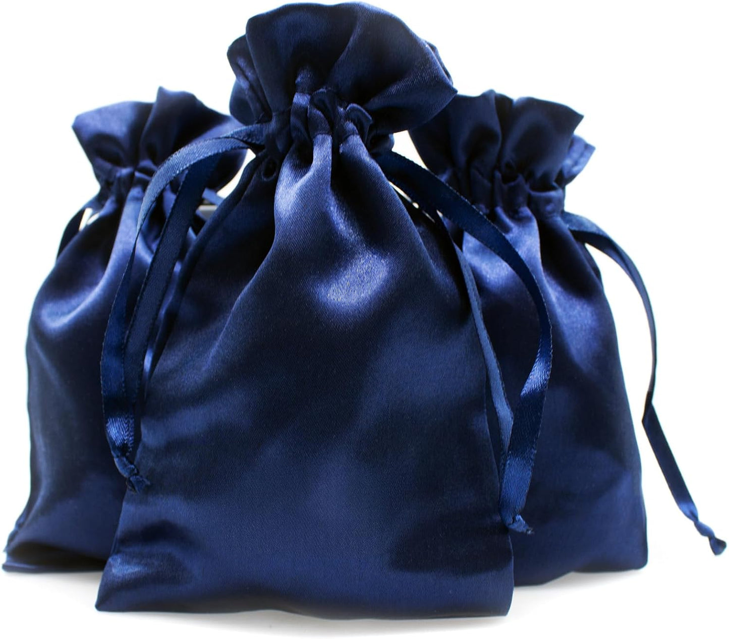 4" x 6" Navy Blue Satin Gift Bags, Jewelry Bags, Wedding Favor Drawstring Baby Shower Christmas 50 per Pack