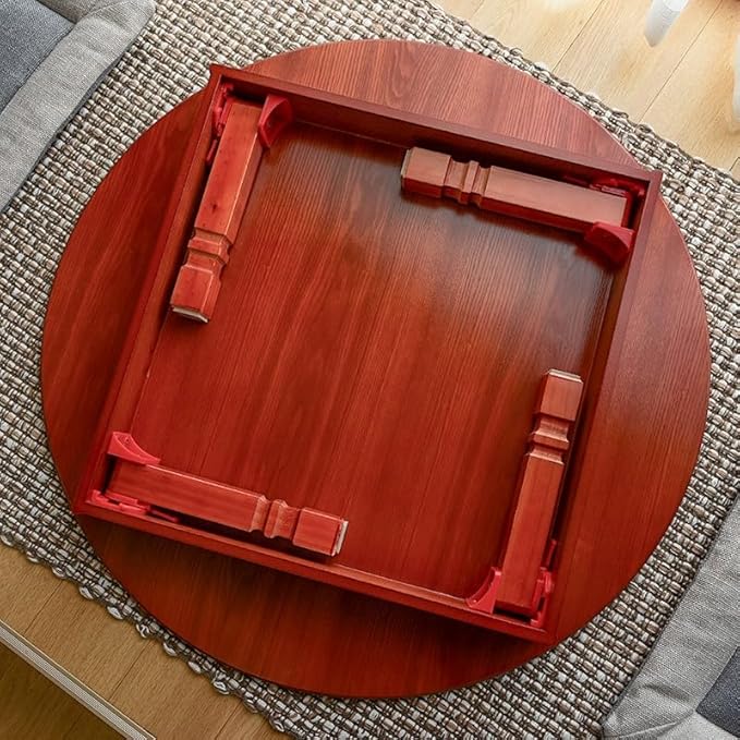 Round Korean Coffee Table Folding Leg Asia Antique Furniture Floor Table - Image 5