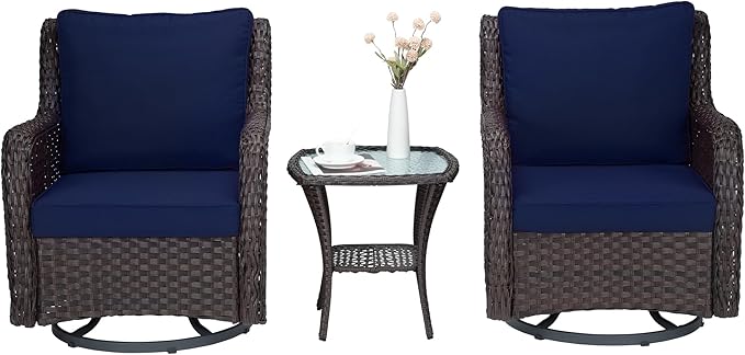 Towallmark Outdoor Swivel Wicker Glider Patio Chairs - Image 9