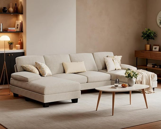 Furniwell Convertible Sectional Sofa Couch, 4 Seat Sofa Set by WellFurnitureHomeLifeWell