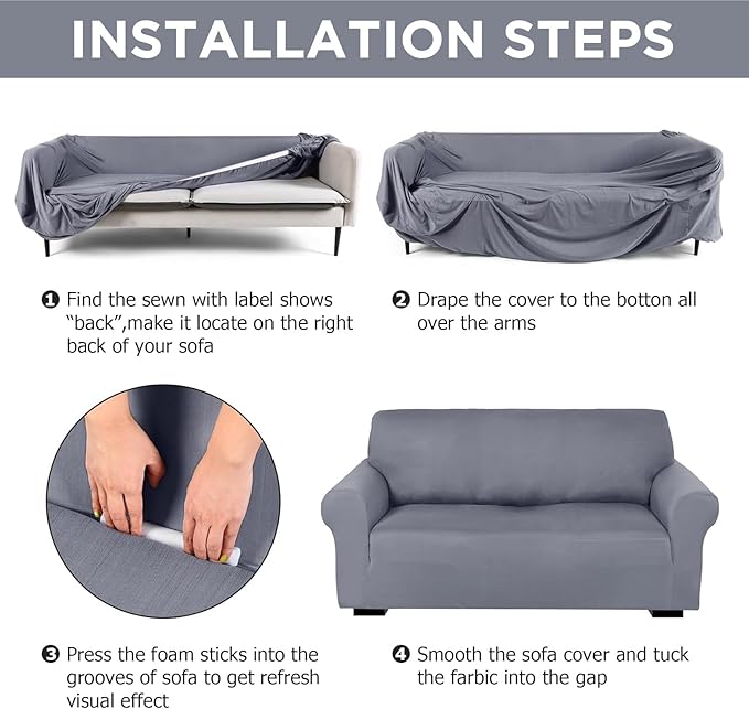 Peryiter 2 Pcs Sofa Covers Couch and Loveseat Covers Set Stretch Sofa Slipcover - Image 3