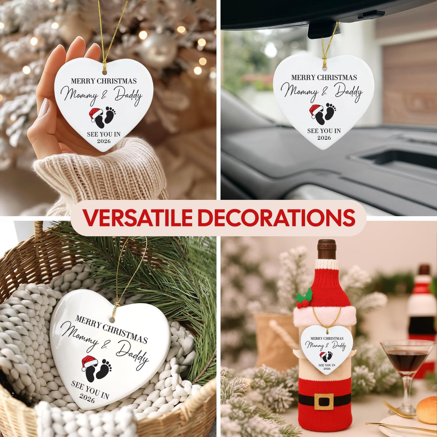 NewEleven Pregnancy Announcement Gifts for Husband Wife Family, Gender Reveal Gifts, Pregnancy Gift for Expecting Mom, for New Mom, New Dad, New Parents - Ornament