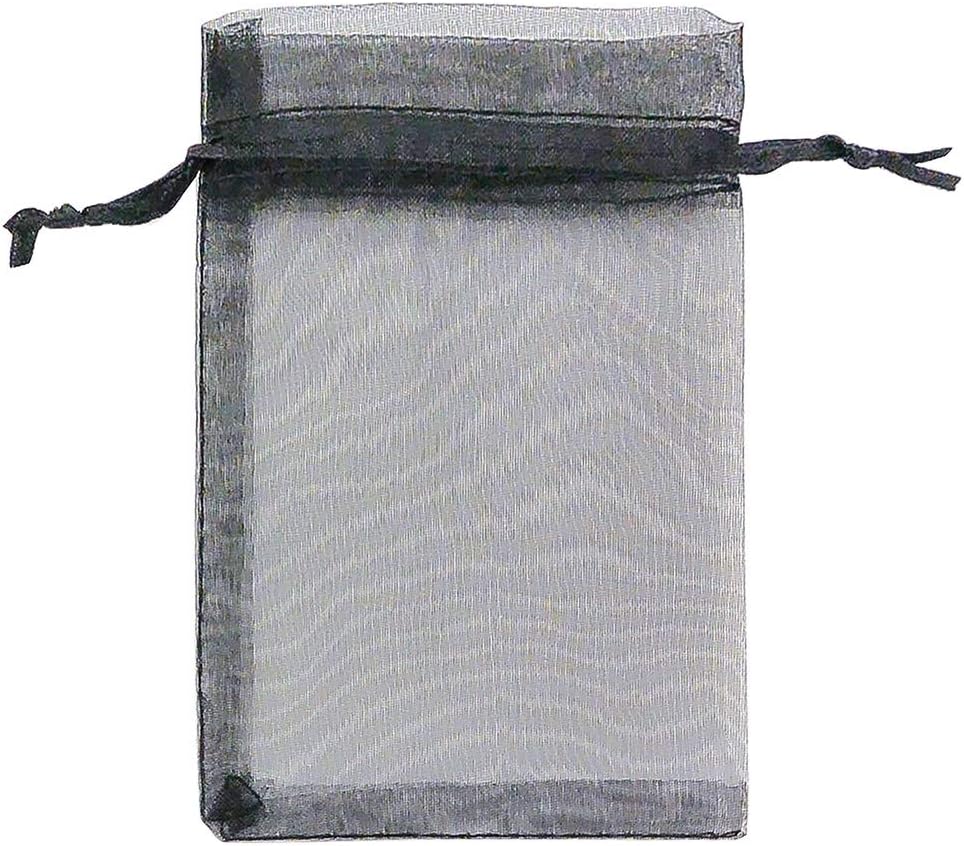 TheDisplayGuys 48-Pack 3x4 Black Sheer Organza Gift Bags with Drawstring, Jewelry Candy Treat Wedding Party Favors Mesh Pouch