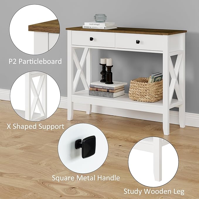 Lomojo Console Table, Sofa Table 13.8" D x 39.37" W x 31.5" HEntryway Table - Image 4
