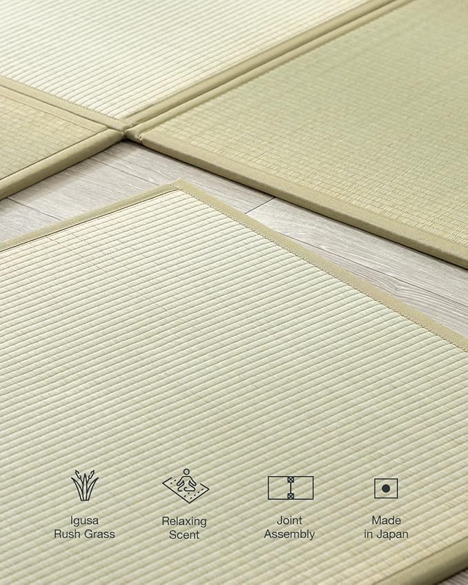 FULI Japanese Square Tatami Rug, Lightweight Igusa Mat, Made in Japan - Image 3
