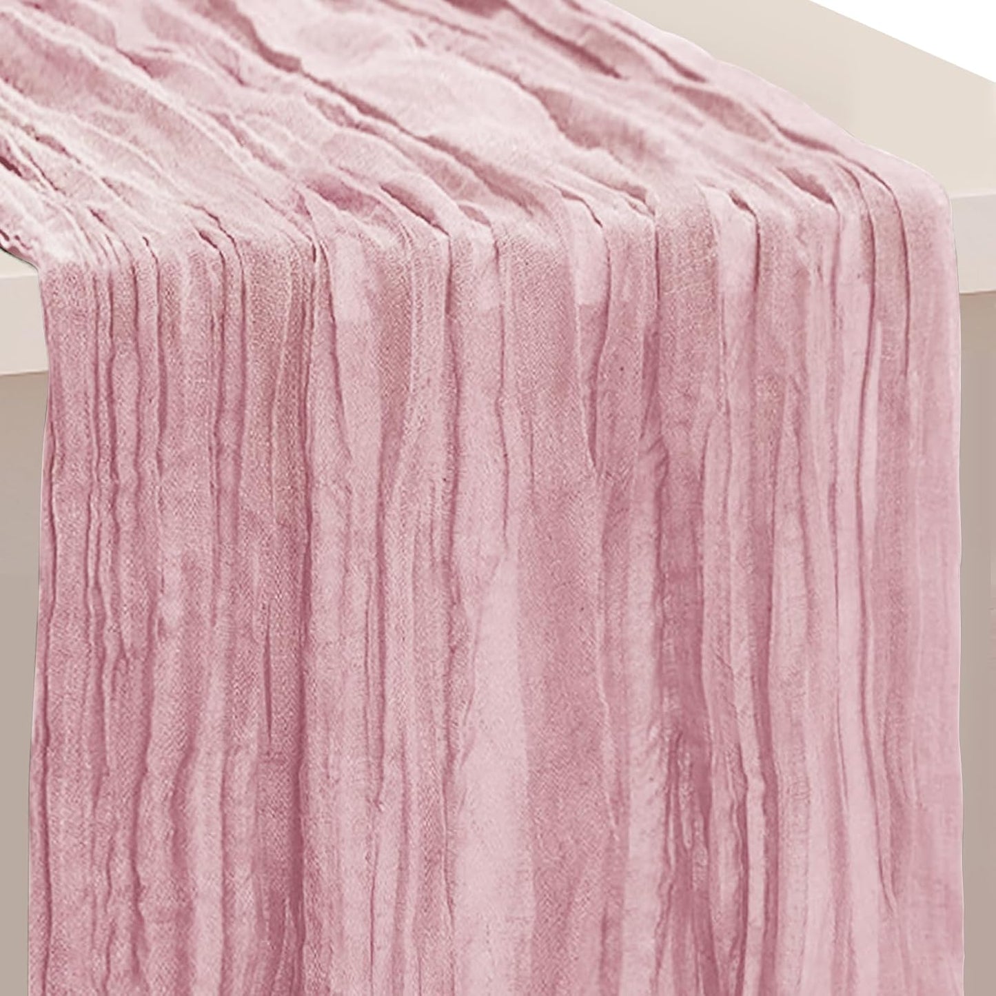 1 Pack Dusty Pink Cheesecloth Table Runner 35x120 Inch 10Ft Rustic Gauze Cheese Cloth Table Runner Sheer Cheesecloth Table Runners for Wedding Party Bridal Shower Decoration
