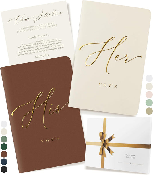 ARTESORI Wedding Vow Books His & Hers - Wedding Registry Gifts Ideas for Bride & Groom, Vow Books for Wedding - Soft-Touch, Gold-Foiled, 28 Lined Pages Vow Book for Her & Him [Ivory & Terracotta]