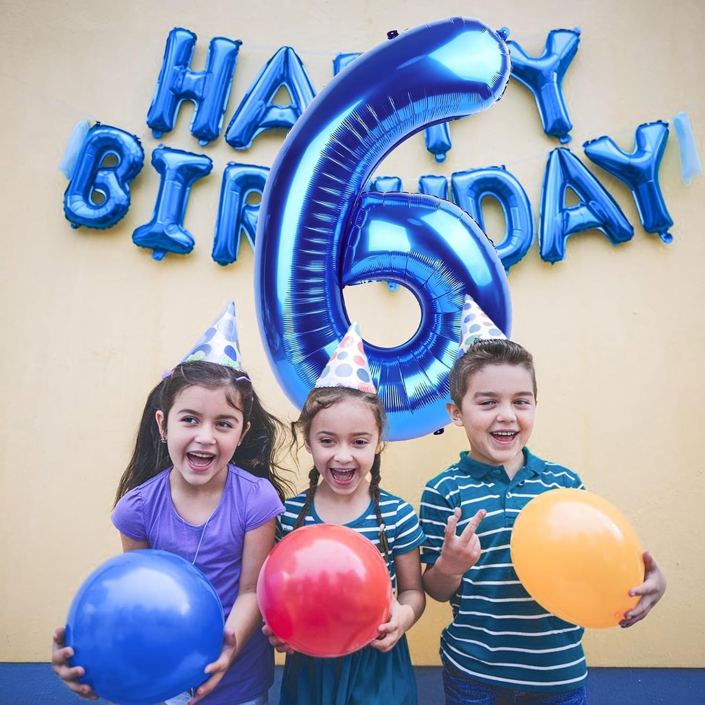 Navy Blue Number Balloons 6, 40inch Large Dark Royal Blue Digital 6 Foil Mylar Helium Balloon for Boys, Self Inflating Number Balloons 0-9 for Men Women Birthday Party Anniversary Decorations